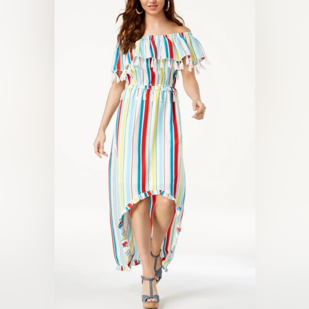 XOXO Multicolor Striped‎ High Low Dress